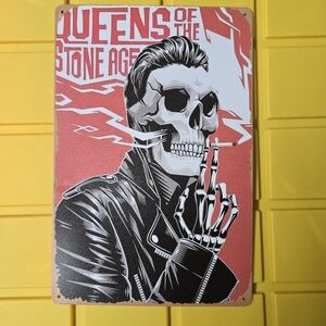 Queens of the Stone Age Skull Art Print - Red and Black